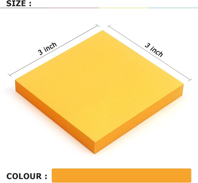 Eastern Wolf Sticky Notes 3x3 Self-Stick Notes Bright Colors Sticky Notes 4 Pads 100 Sheets/Pad (Orange) - Image 3